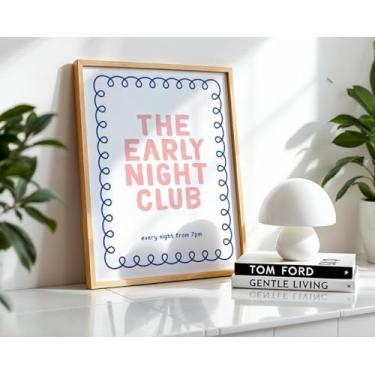 Imagem de Pôster Early Night com citação retrô, listrado, arte de parede, arte, arte, arte, casa, sala de estar, quarto, decoração, sem moldura