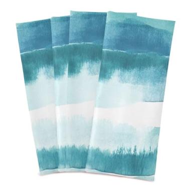 Imagem de xigua Conjunto de 6 panos de prato de cozinha com listras em aquarela verde, macias e altamente absorventes de secagem rápida para limpeza de pratos e limpeza à mão, 71 x 45 cm