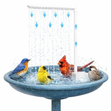 Imagem de Torneira de chuveiro para banheiras de pássaros com toalha de banho de pássaros, bomba de fonte de banho para pássaros, bomba de fonte com chuveiro, banho elétrico para pássaros, decoração de jardim