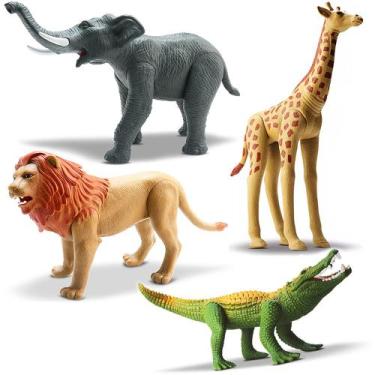 Imagem de 4 unids Brinquedo Animal Realista Articulado Vinil Safari - Silmar Bri