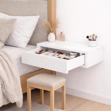 Imagem de Penteadeira Para Pequenos Ambientes Branca KIT DE FIXAÇÃO BRINDE - Mul