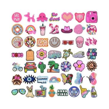 Imagem de Pingentes De PVC Para Calçados Série Praia Rosa (10-50 Peças)  Decoraç