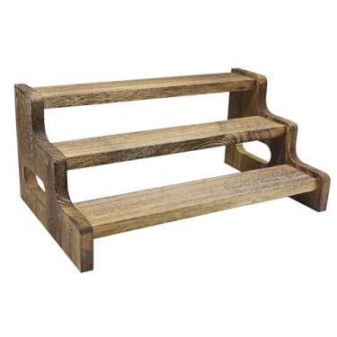 Imagem de LFILONRO Porta-temperos de 3 camadas, prateleira de madeira de 35 cm, suporte de armazenamento de especiarias, organizador de armário de despensa de cozinha para garrafas de especiarias