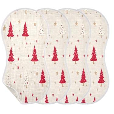 Imagem de STAYTOP 4 peças de panos de arroto de árvore de Natal para bebês - panos para arrotar para bebês meninos meninas e toalha de recém-nascido, panos grandes absorventes para arrotar