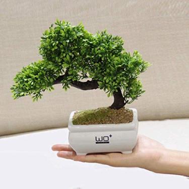 Imagem de SLGGPJBU Plantas falsas/plantas falsas simulação de plantas verdes, pinheiro de boas-vindas em vaso artificial, decorações florais de plantas artificiais, bonsai artificial, plantas de interior