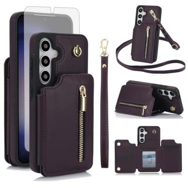 Imagem de Asuwish Capa de celular para Samsung Galaxy S25 FE 5G RFID carteira celular com protetor de tela de vidro temperado alça transversal suporte para cartão de crédito suporte S 25 EF S25FE 25S 25FE