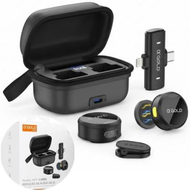 Imagem de Microfone Duplo Sem Fio Celular Wireless A'Gold MCF-38 Lapela Recarreg