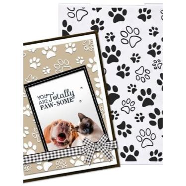 Imagem de Pastas de plástico em relevo de fundo com estampa de pata de cachorro para fazer cartões de estimação, gato, fundo com estampa de patas, álbuns, álbum de fotos, papel de cartão, feito à mão, faça você