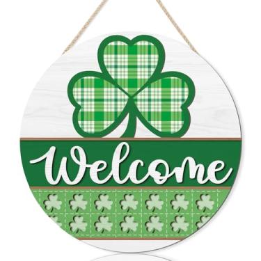 Imagem de KAIRNE Placa de Dia de São Patrício, arte de parede de porta de trevo verde, placas de madeira do dia de São Patrício, placa irlandesa para pendurar, decoração de casa de fazenda de trevo primavera