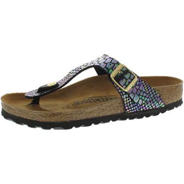 Imagem de Sandália feminina estilo Gizeh Birkenstock 43731, Shiny Snake Black Birko Flor, 7-7.5