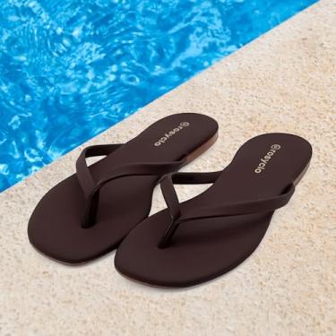 Imagem de Chinelo feminino, sandálias femininas de espuma viscoelástica de verão 2026 - Tendências de couro vegano, leve, macio, confortável, nuvem, chinelos femininos baratos essenciais para a praia, Marrom