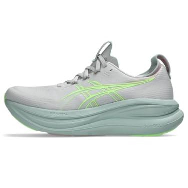 Imagem de ASICS Tênis de corrida feminino Gel-Nimbus 28, Cinza nuvem/verde iluminado, 37