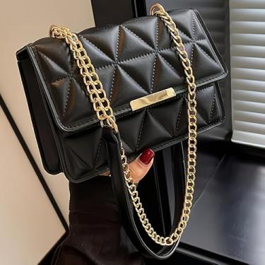 Imagem de Bolsa transversal de corrente moderna, mini bolsa de ombro feminina, bolsa multifuncional, Preto, Small