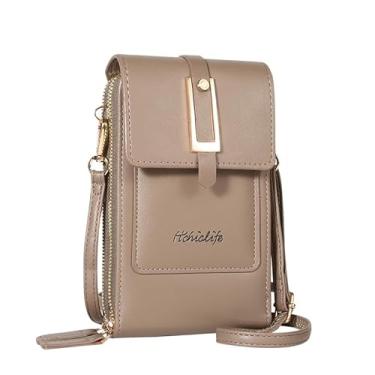 Imagem de HiChiclife Pequena bolsa transversal para celular feminina, mini bolsa de ombro com compartimentos para cartão de crédito