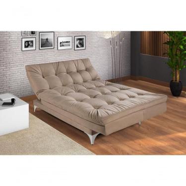 Imagem de Sofá Cama Versátil 3 Lugares Império Reclinável Casal Pés De Alumínio Espuma Especial D33 Suede Chocolate 377