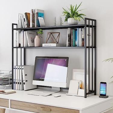 Imagem de Prateleira organizadora de estante de mesa - estante toda de metal para mesa de computador, suporte organizador de estante de mesa ajustável, estante de bancada multiuso (tamanho : 9