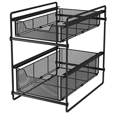 Imagem de Prateleiras flutuantes, organizador para banheiro/cozinha, organizadores sob a pia e armazenamento 2 camadas sob o armário organizador de banheiro gaveta deslizante (cor: marrom, tamanho: 40 x 27 x 40