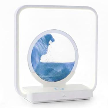 Imagem de Leafre Luminária de mesa de areia movediça | Luz noturna ambiente com controle de toque no modo de 3 cores | Arte de luz de areia móvel e decoração de casa estética (azul)
