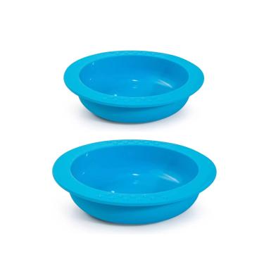 Imagem de Prato Infantil Silicone Inquebravel Azul Kids Criança 2un