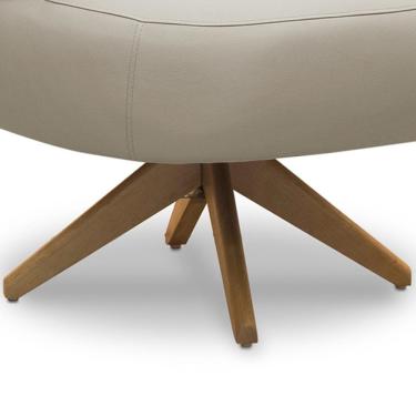 Imagem de Poltrona Decorativa Giratória Orgânica Para Sala Living Zadok L06 Couro Cinza Claro - Lyam Decor