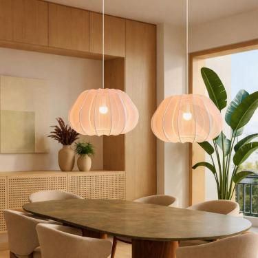 Imagem de 2 Pendente Luminária Balloon Em Tecido Transparente Tec12