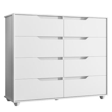 Imagem de Cômoda Doble 8 Gavetas Branco Fosco - Móveis Albatroz Branco Fosco