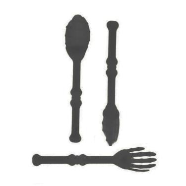 Imagem de Kit Talher Colher Faca Garfo Horripilante Halloween Preto
