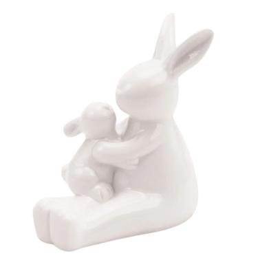 Imagem de Coelho Da Páscoa Cerâmico C/ Filhote 1014447 11cm
