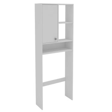 Imagem de Armário de Banheiro para Vaso Sanitário 1 Porta 3 Nichos 60cm Cor Branco - Mademóvel