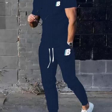 Imagem de Kit Streetwear Calça Moletom Camiseta Masculino Casual Moderno Estilos