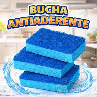 Imagem de Esponja Antiaderente Não Risca Louça Panela Inox  03 Unidades - esponf