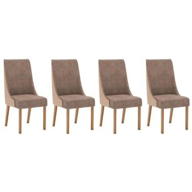 Imagem de Cadeira Sala de Jantar Ivy Kit 4 Un Nature/Courano Bege/Cacao - Henn