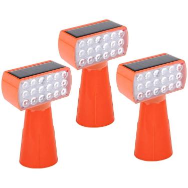 Imagem de Sinalizador Solar Viario Kit 3 Duas Cores Cone Alerta Seguranca Noturna Rodovia Alerta Obra Estrada Avenida Transito