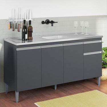 Imagem de Balcao Tatiane Cozinha 4 Portas 1 Gaveta 150cm Sem Tampo AJL Moveis