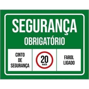 Imagem de Kit 5 Placas Segurança Obrigatório Cinto De Segurança Farol - Sinalizo