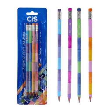 Imagem de Lapis grafite cis tabuada com borracha 04 unidades sortidas