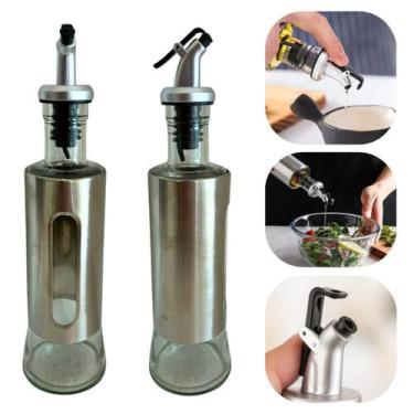 Imagem de zGalheteiro Porta Azeite, Vinagre e Oléo Garrafa em Vidro e Inox 300ml