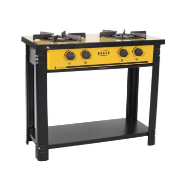 Imagem de Fogão Industrial Esmaltado Baixa Pressão Gás Bravo 2 Bocas Br2b Am - Venâncio Amarelo