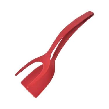 Imagem de Espátula De Silicone 2 Em 1 Para Virar Ovos, Pinça Para Pegar E Virar,