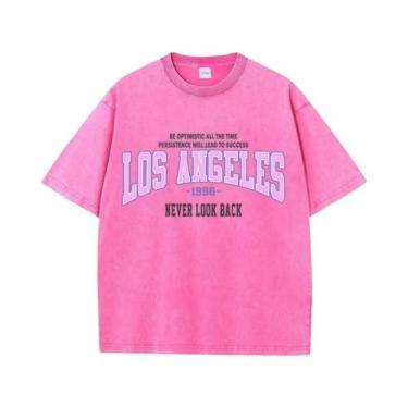 Imagem de Camisetas De Algodão Desgastadas Femininas Com Estampa Los Angeles 199