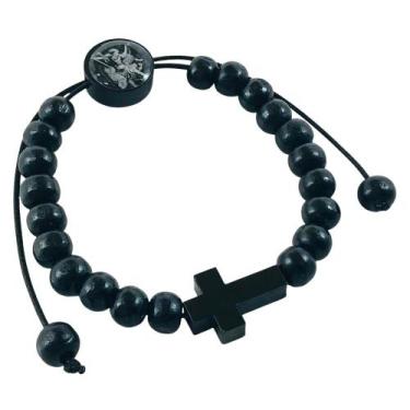 Imagem de Pulseira São Miguel Arcanjo Madeira Preta 8 mm - FORNECEDOR 2