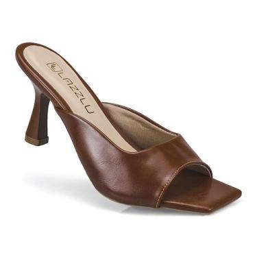 Imagem de Sandália Feminina Tamanco Salto Alto Fino Social Confortável Cor:Caram
