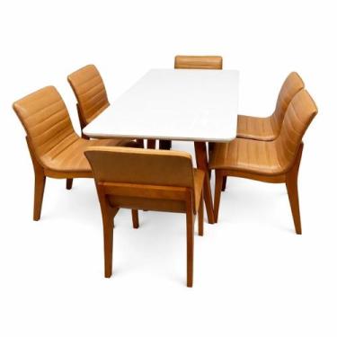 Imagem de Mesa de Jantar Bali 160x90cm com Vidro e 6 Cadeiras Sofia em material 