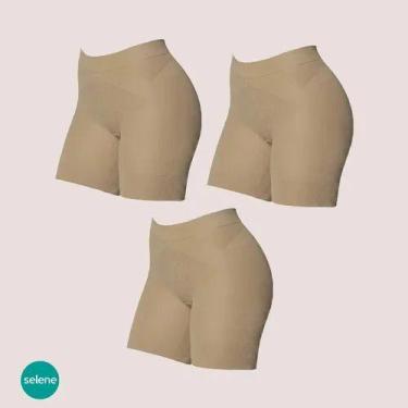 Imagem de 3 Shorts Feminino Slim Levanta Bumbum Modelador Selene, Bege, GG