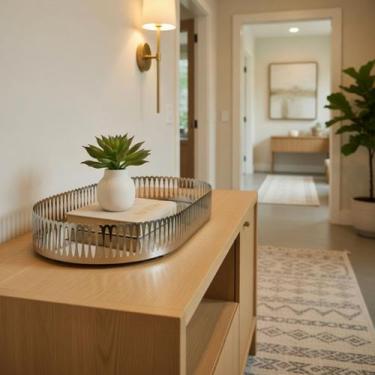 Imagem de Bandeja Decorativa Espelhada Em Metal 33cm Mart Cor Prateada