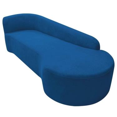 Imagem de Kit Sofá Curvo França 250cm Ld. E Poltrona Luiza Max Conforto, Elegância E Design Moderno Linho Azul Royal