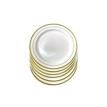 Imagem de 180 Pratos Sobremesa 19cm Descartáveis de Luxo em Plástico - Gold - ud