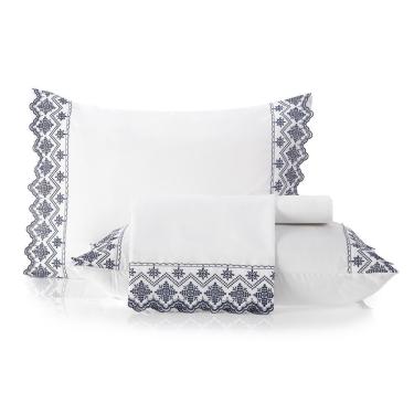 Imagem de Jogo De Cama Casal 4 Peças Altenburg Provence Noite Azul