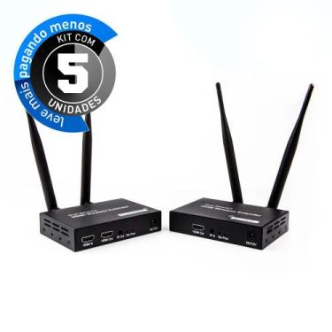 Imagem de Kit com 5 Transmissor HDMI e 5 Extensor Sem Fio WIRELESS 200M - CIRILO