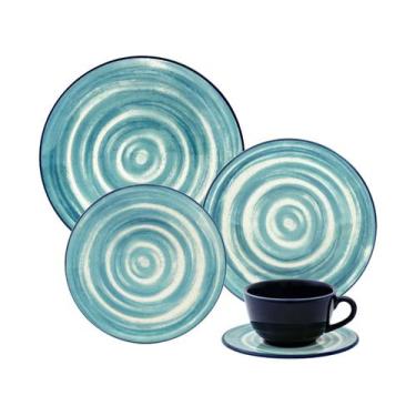 Imagem de Aparelho de Jantar e Chá 20 Peças Unni Oceânica - Oxford, Azul